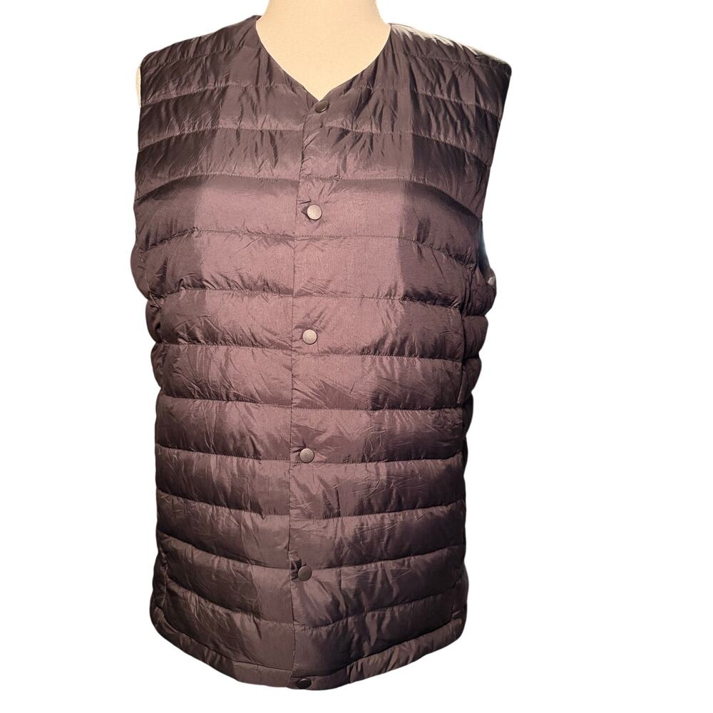 Uniqlo Ultra-Light Down Compact Vest, Black, Packable Snap Front, Men's Medium